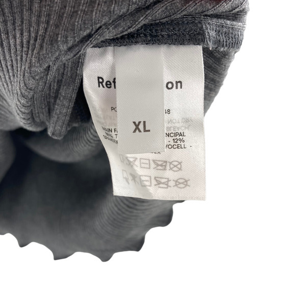 Reformation JEANS Jennie Rib Ruched Mini Dress Long Sleeve Gray - Picture 6 of 7